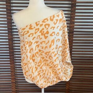 Impressions Leopard Print One-Shoulder Top